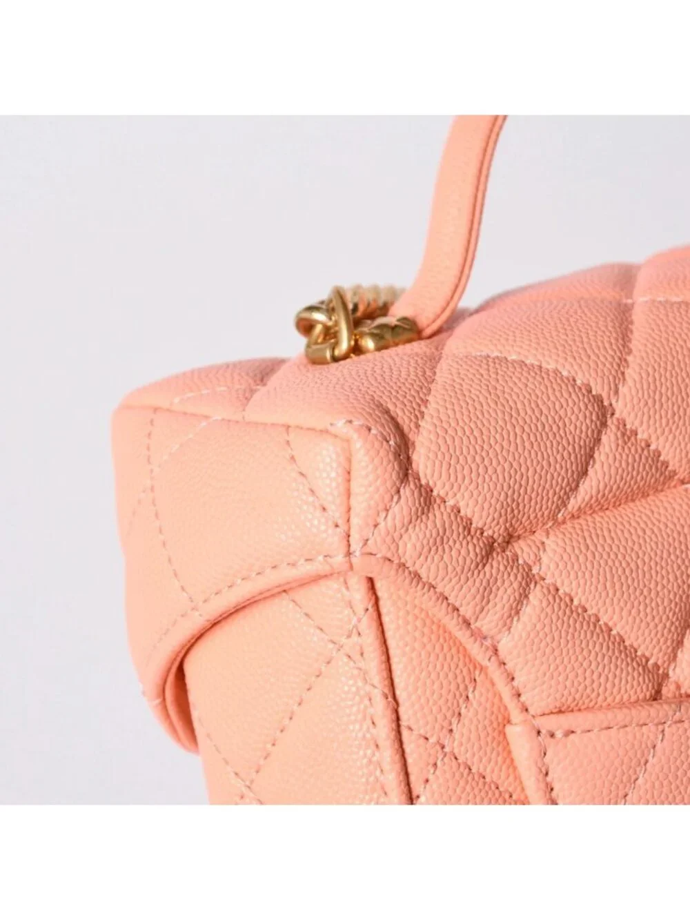Chanel Vanity Chain Shoulder Bag 2-Way Base CC Logo Caviar Leather Pink